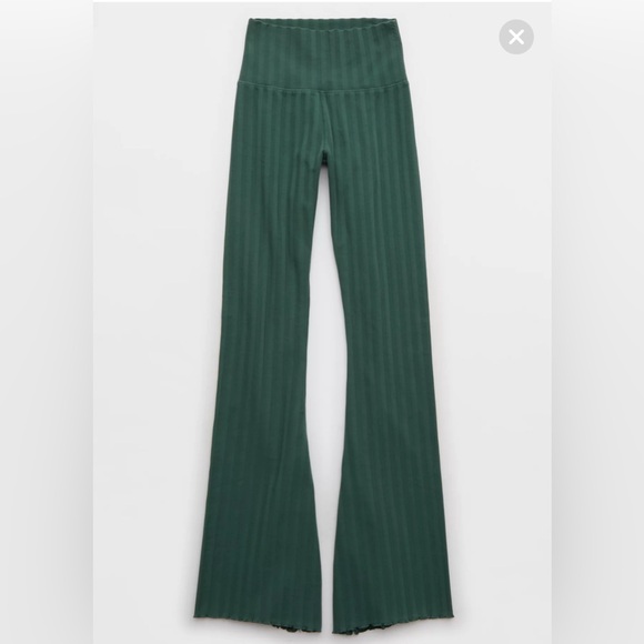 AERIE | Offline Ribbed Green Flare Leggings | Size S - Picture 2 of 8